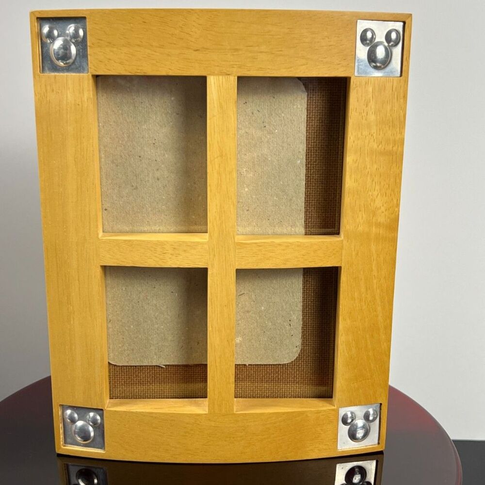 Disney Mickey Mouse Wooden Photo Frame Keepsake Box Window Pane 4 Openings